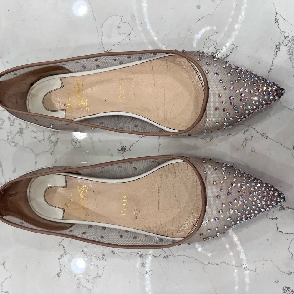 Christian Louboutin Follies Strass Flats, size 37 - Picture 8 of 14